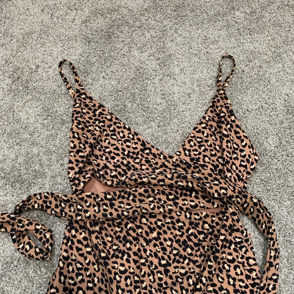 aerie Leopard Print One-Piece Swimsuit in Tan and Black - Picture 3 of 6